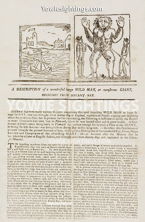 First Yowie Report 1789